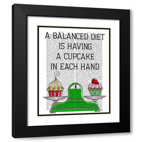 A Balanced Diet Illustration Black Modern Wood Framed Art Print with Double Matting by Fab Funky