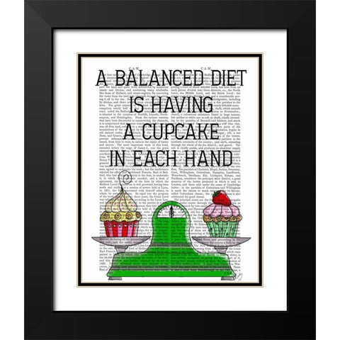 A Balanced Diet Illustration Black Modern Wood Framed Art Print with Double Matting by Fab Funky