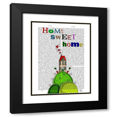 Home Sweet Home Illustration Black Modern Wood Framed Art Print with Double Matting by Fab Funky