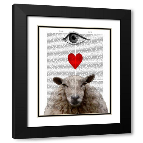 I Heart Ewe Black Modern Wood Framed Art Print with Double Matting by Fab Funky