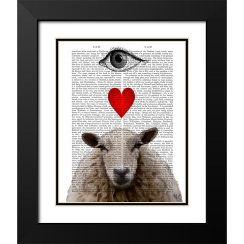 I Heart Ewe Black Modern Wood Framed Art Print with Double Matting by Fab Funky