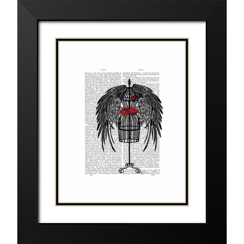 Mannequin With Black Wings Black Modern Wood Framed Art Print with Double Matting by Fab Funky