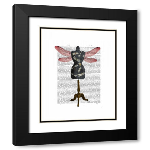 Dragonfly Mannequin Black Modern Wood Framed Art Print with Double Matting by Fab Funky