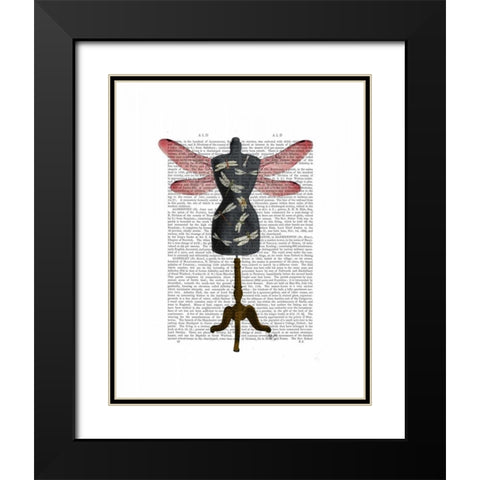 Dragonfly Mannequin Black Modern Wood Framed Art Print with Double Matting by Fab Funky