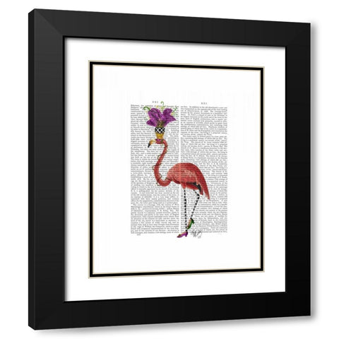 Mardi Gras Flamingo Full Black Modern Wood Framed Art Print with Double Matting by Fab Funky