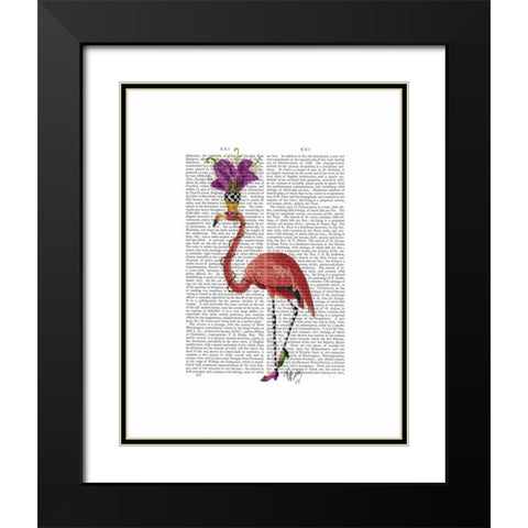 Mardi Gras Flamingo Full Black Modern Wood Framed Art Print with Double Matting by Fab Funky