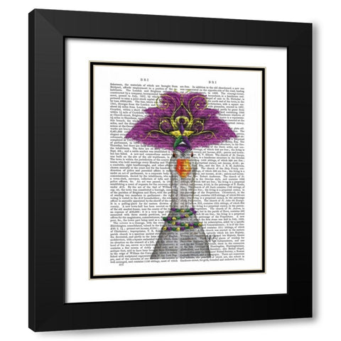Goose Mardi Gras Headdress Black Modern Wood Framed Art Print with Double Matting by Fab Funky