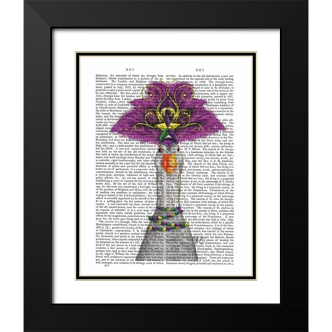 Goose Mardi Gras Headdress Black Modern Wood Framed Art Print with Double Matting by Fab Funky