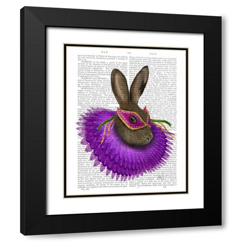 Mardi Gras Hare Black Modern Wood Framed Art Print with Double Matting by Fab Funky