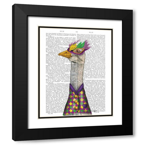 Mardi Gras Goose Harlequin Jacket Black Modern Wood Framed Art Print with Double Matting by Fab Funky