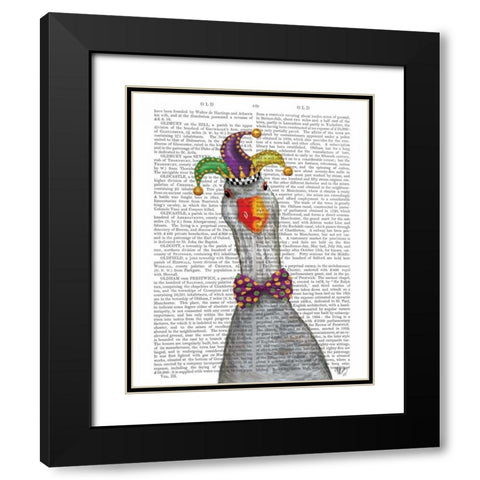 Mardi Gras Goose Jester Hat Black Modern Wood Framed Art Print with Double Matting by Fab Funky