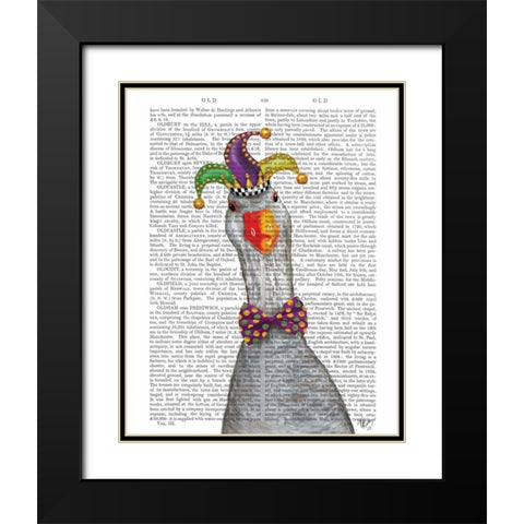 Mardi Gras Goose Jester Hat Black Modern Wood Framed Art Print with Double Matting by Fab Funky