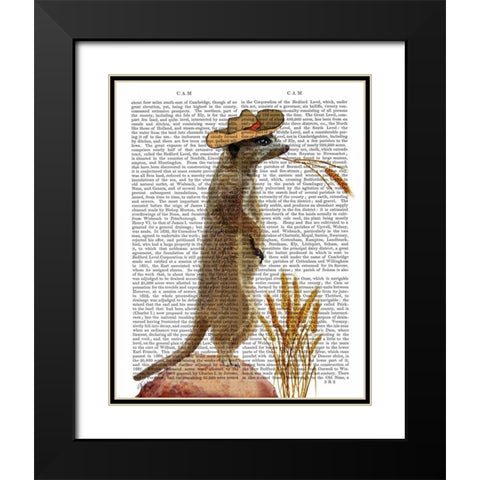 Meerkat Cowboy Black Modern Wood Framed Art Print with Double Matting by Fab Funky