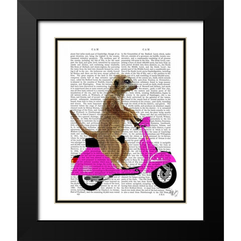 Meerkat on Pink Moped Black Modern Wood Framed Art Print with Double Matting by Fab Funky
