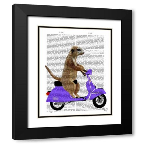 Meerkat on Lilac Moped Black Modern Wood Framed Art Print with Double Matting by Fab Funky