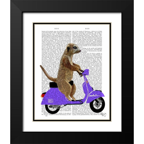 Meerkat on Lilac Moped Black Modern Wood Framed Art Print with Double Matting by Fab Funky