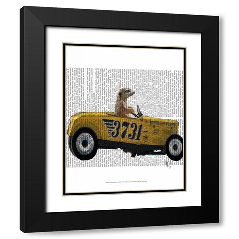 Meerkat in Hot Rod Black Modern Wood Framed Art Print with Double Matting by Fab Funky