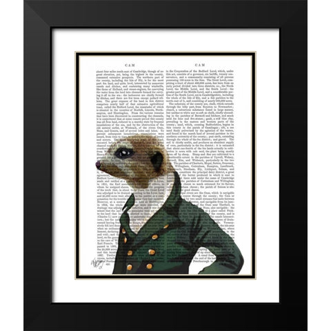 Dandy Meerkat Portrait Black Modern Wood Framed Art Print with Double Matting by Fab Funky