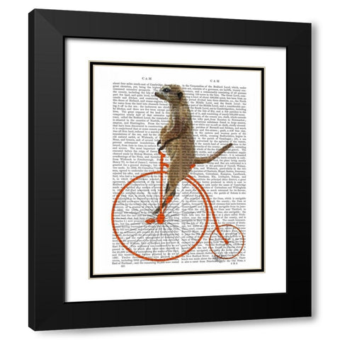 Meerkat on Orange Penny Farthing Black Modern Wood Framed Art Print with Double Matting by Fab Funky