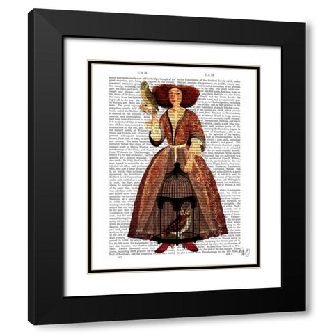 The Owl Lady Black Modern Wood Framed Art Print with Double Matting by Fab Funky