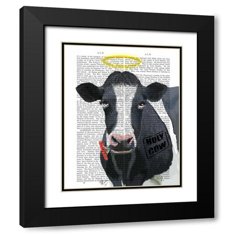 Holy Cow Black Modern Wood Framed Art Print with Double Matting by Fab Funky