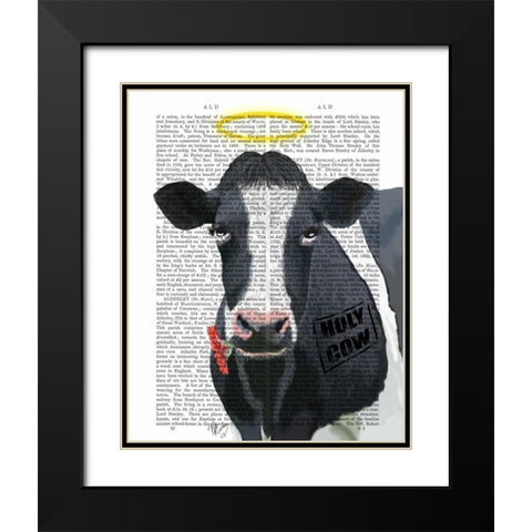 Holy Cow Black Modern Wood Framed Art Print with Double Matting by Fab Funky