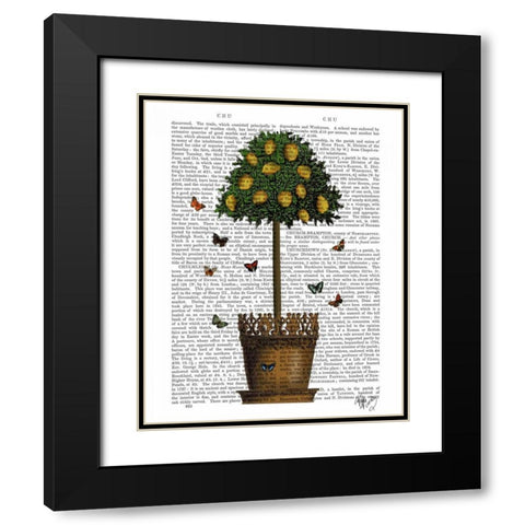 Lemon Tree Black Modern Wood Framed Art Print with Double Matting by Fab Funky