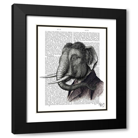 Elephant Portrait Black Modern Wood Framed Art Print with Double Matting by Fab Funky