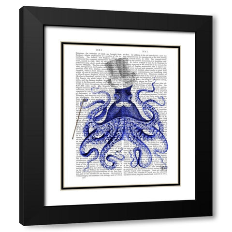 Octopus About Town Black Modern Wood Framed Art Print with Double Matting by Fab Funky