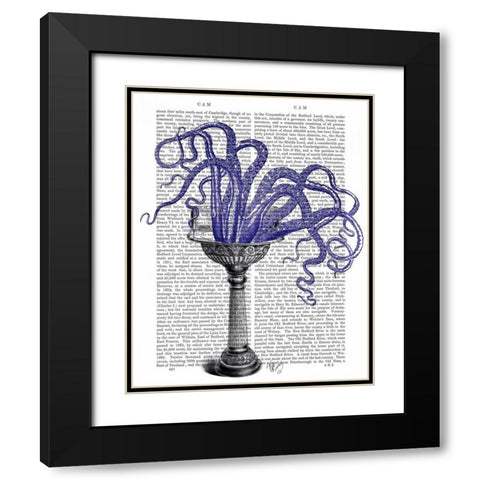 Octopus in Sink Black Modern Wood Framed Art Print with Double Matting by Fab Funky
