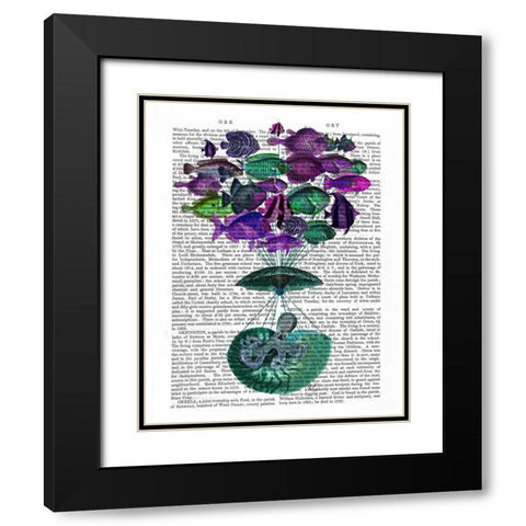 Flight Of The Fish Hot Air Balloon Black Modern Wood Framed Art Print with Double Matting by Fab Funky