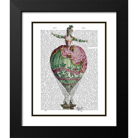 Hot Air Balloon Woman 2 Black Modern Wood Framed Art Print with Double Matting by Fab Funky