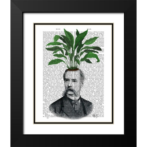Aspidistra Head Plant Head Black Modern Wood Framed Art Print with Double Matting by Fab Funky