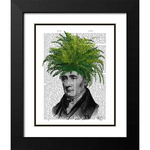 Fern Head Plant Head Black Modern Wood Framed Art Print with Double Matting by Fab Funky