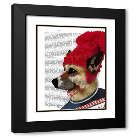 Dog in Ski Sweater Black Modern Wood Framed Art Print with Double Matting by Fab Funky