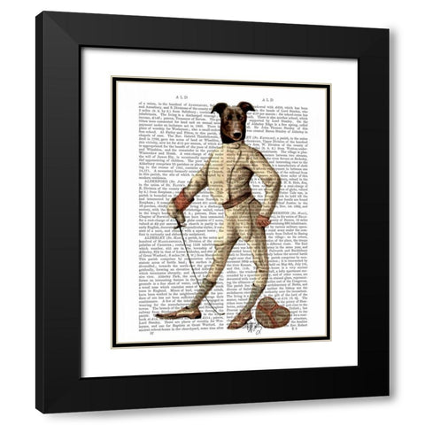 Greyhound Fencer in Cream Full Black Modern Wood Framed Art Print with Double Matting by Fab Funky