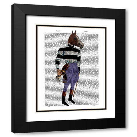 Horse Racing Jockey Full Black Modern Wood Framed Art Print with Double Matting by Fab Funky