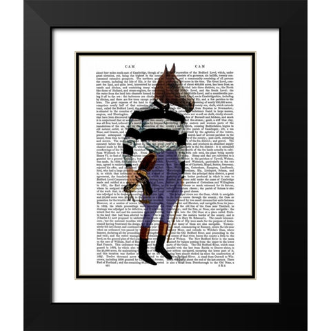 Horse Racing Jockey Full Black Modern Wood Framed Art Print with Double Matting by Fab Funky