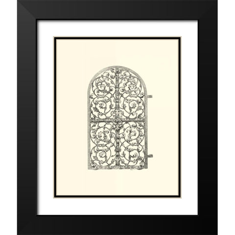 B-W Wrought Iron Gate VII Black Modern Wood Framed Art Print with Double Matting by Unknown