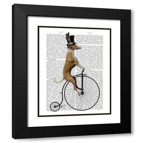 Greyhound on Black Penny Farthing Bike Black Modern Wood Framed Art Print with Double Matting by Fab Funky