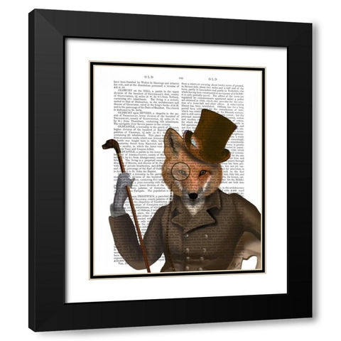 The Bounder Fox Print Black Modern Wood Framed Art Print with Double Matting by Fab Funky
