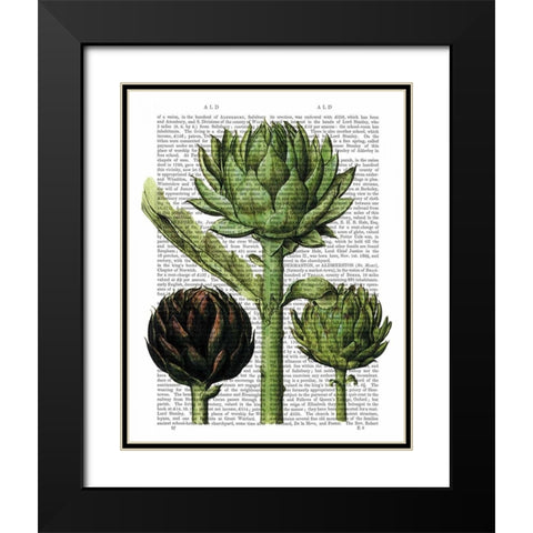 Globe Artichoke Print 1 Black Modern Wood Framed Art Print with Double Matting by Fab Funky