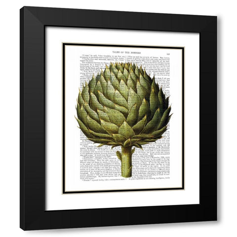 Globe Artichoke Print 2 Black Modern Wood Framed Art Print with Double Matting by Fab Funky