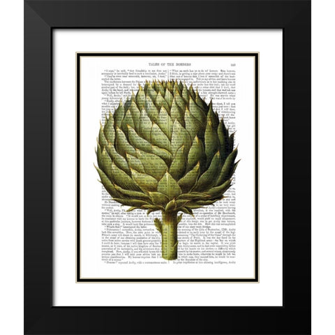 Globe Artichoke Print 2 Black Modern Wood Framed Art Print with Double Matting by Fab Funky