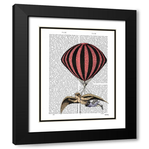 Vintage Flying Machine Black Modern Wood Framed Art Print with Double Matting by Fab Funky
