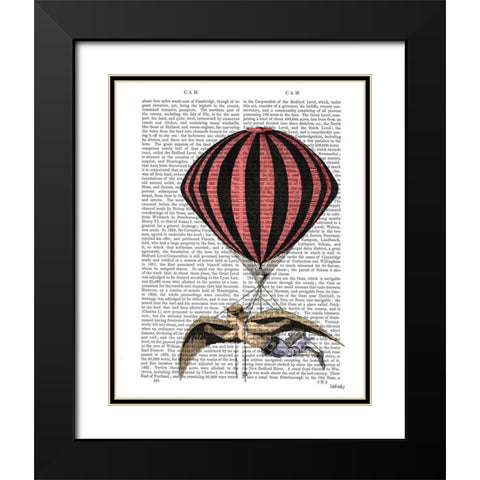 Vintage Flying Machine Black Modern Wood Framed Art Print with Double Matting by Fab Funky