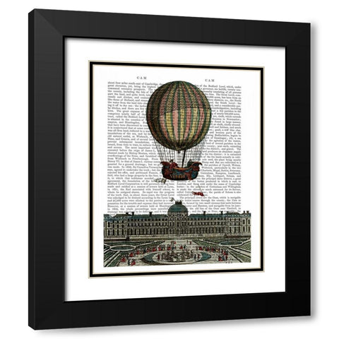 Airship Over City Black Modern Wood Framed Art Print with Double Matting by Fab Funky