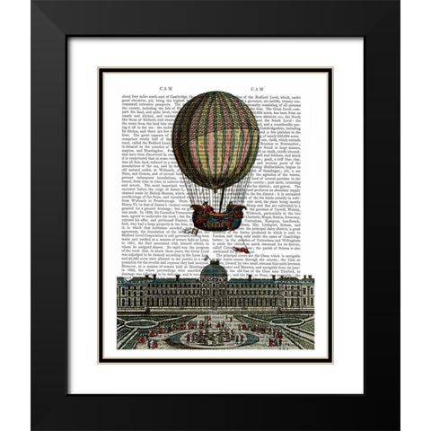 Airship Over City Black Modern Wood Framed Art Print with Double Matting by Fab Funky