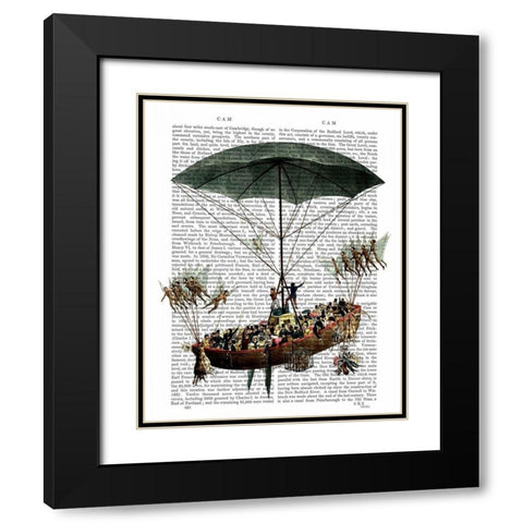 Diligenza And Flying Creatures Black Modern Wood Framed Art Print with Double Matting by Fab Funky