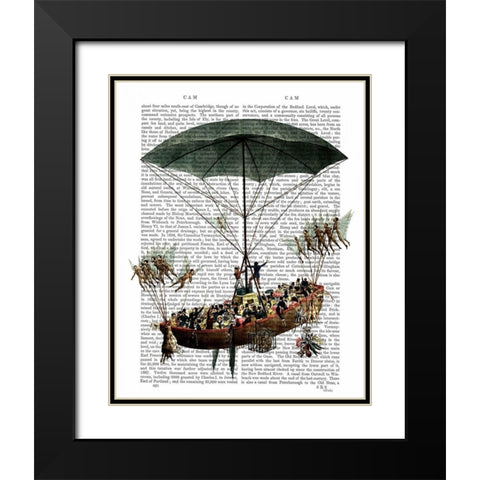 Diligenza And Flying Creatures Black Modern Wood Framed Art Print with Double Matting by Fab Funky